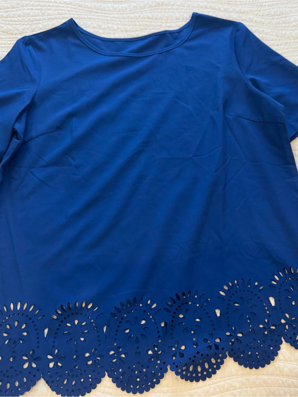 Laser-Cut Hem Royal Blue Top